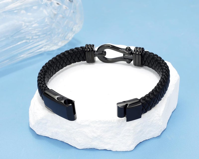 YOUFENG Urn Bracelet for Human Ashes Leather Cremation Knot Cross Bracelet Stainless Steel Keepsake Cuff Bangle Jewelry for Men - Image 5